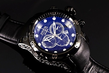 Invicta Men Reserve Venom Swiss Made Combat Chronograph Genuine Leather SS Watch