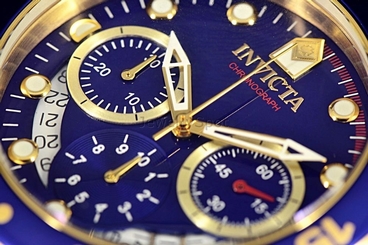 Invicta Men's Pro Diver Scuba Gold Plate Swiss Parts Blue Dial Black Strap Watch 843836069830