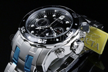  Invicta Men Pro Diver Scuba Black Dial Swiss Made Chrono S.S Bracelet Watch NEW