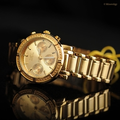 Invicta Women's Wildflower 18k GOLD Pltd SWISS Pts Date $595 Ladies Gold Watch