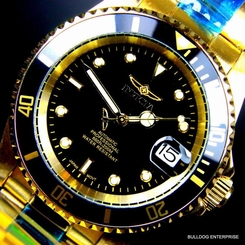 Mens Invicta Pro Diver 18kt Gold Plated Black NH35A Automatic Watch Warranty New