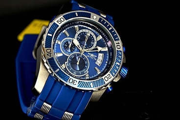 New! Invicta Men's Pro Diver Ocean Blue Chronograph Dial Silicone/SS Strap Watch