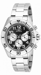New Mens Invicta 17935 Pro Diver Chronograph Black Dial Steel Bracelet Watch
