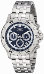 Invicta Mens Specialty Blue Chronograph Dial Stainless Steel Bracelet Watch
