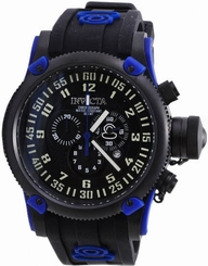 New Mens Invicta 10180 Russian Diver Swiss Chrono Black Dial Black Strap Watch 886678101801
