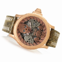 Invicta 48mm Artist Series Bone Collector 22097Quartz Leather Strap Watch New
