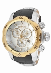 New Mens Invicta 10816 Venom Reserve Chronograph Black Leather Strap Watch