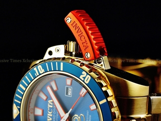 Invicta Men 48mm Azure Blue Grand Diver Automatic 18K GoldTone SS Bracelet Watch