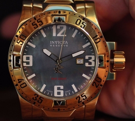 Invicta Mens Reserve Excursion 18k Gold-Plated Swiss Made Bracelet Watch NEW
