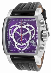 20240 Invicta Men's S1 Rally Chronograph Purple Dial Black Leather Strap Watch