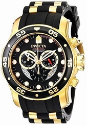 NE Invicta Men's 6986 Pro Diver Collection Chronograph Black Polyurethane Watch