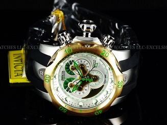 New Invicta 18535 Reserve Venom Swiss Made 5040F Master Chrono Gold/Green Diver