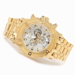 INVICTA MEN RESERVE 52MM SPECIALTY SUBAQUA SILVER DIAL GOLD BRACELET WATCH 14508