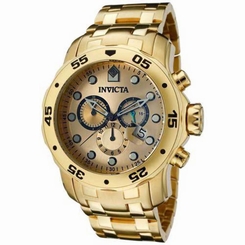 Invicta Men's 0074 "Pro Diver" Mens Chronograph 18k Gold-Plated Steel Watch