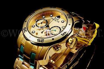 Invicta Men Pro Diver Scuba 18K Gold Plated Swiss Chrono S.S Bracelet Watch NEW