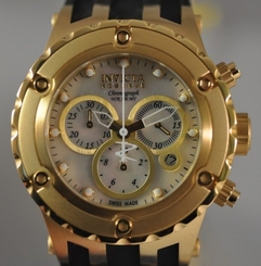  New Men's Invicta Subaqua Reserve Swiss Chrono Silver MOP Dial Black Poly Watch