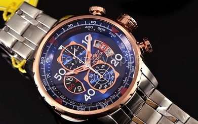 Invicta 17203 Men 48mm AVIATOR Tachymeter Chronograph Blue Dial Bracelet Watch