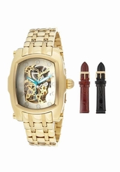 New Womens Invicta 1241 Lupah Mechanical Skeleton Dial Gold Tone Bracelet Watch