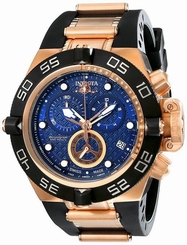 New Mens Invicta 16147 Subaqua Chronograph Blue Dial Black Rubber Watch