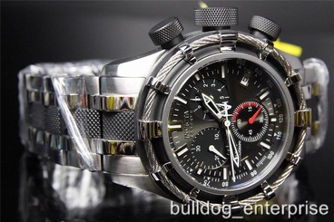 Mens Invicta Reserve Bolt Black Swiss Chronograph Steel Bracelet Watch New 843836056274