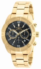 Invicta Mens Specialty Black Dial Chronograph Gold Plated Stainless Steel Watch