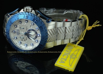 12944 Invicta 48mm Men Pro Diver Razor Chronograph Silver Dial SS Bracelet Watch