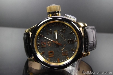 Mens Invicta 12425 Russian Diver Black Leather Swiss Made Watch MSRP $1395 New