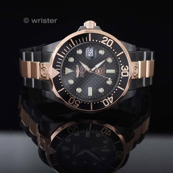 Invicta Automatic 18k Rose Gold Grand Diver 24 Jewel Gun Metal $795 Mens Watch !