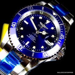 Mens Invicta Pro Diver Steel Silver Blue Coin Bezel NH35A Automatic Watch New
