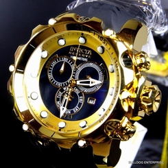 Invicta Reserve Venom Sea Dragon Gen II Black High Polish Gold Plated Watch New