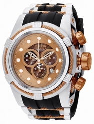 Invicta 0829 Men's Reserve Bolt Zeus Brown MOP Dial Rubber Strap Chronograph Div 843836008297