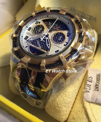 New Invicta Reserve 50mm Bolt "Twisted Metal" Swiss Made Quartz Gold Tone 17467