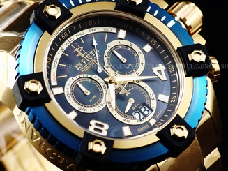New Invicta Reserve Men's Grand 63mm Arsenal Swiss Made Chrono 18K Gold IP Watch