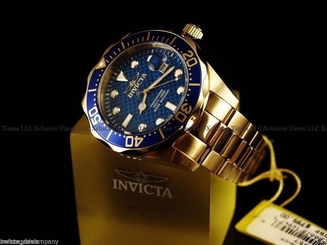 Invicta Men's GRAND PRO DIVER Swiss ISA Blue Carbon Fiber 18K Gold IP SS Watch