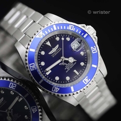AUTOMATIC Invicta Pro Diver Blue Dial Coin Edge Bezel Stainless Steel Mens Watch