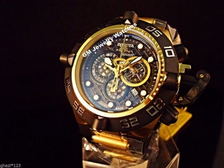 Invicta Men's Subaqua Noma IV Swiss Made Chrono 18K Gold Plated Poly Strap Watch