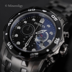 Gunmetal Black Invicta Pro Diver SCUBA SWISS Chrono Carbon Fiber Dial Mens Watch