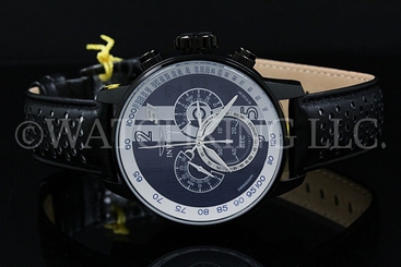-Invicta S1 Rally Chronograph Dual Zone Black IP Stainless Tachy Leather Watch