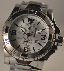 New Mens Invicta 6107 Reserve Swiss Made Excursion GMT Stainless Steel Watch