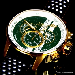 Men Invicta S1 Rally Racing Green Gold Plated Leather Chronograph Watch New