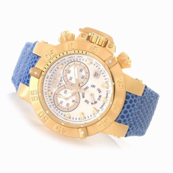 INVICTA WOMENS SUBAQUA NOMA III QUARTZ CHRONOGRAPH GOLD BLUE LEATHER WATCH 18295