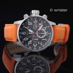 Men's Invicta I-Force Chronograph Orange Cloth Strap Black Dial Lefty 46mm Watch