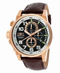 Invicta 13056 Unisex I-Force Chronograph Dark Brown Genuine Leather Black