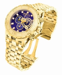 INVICTA MENS RESERVE 51MM SPECIALTY SUBAQUA BLUE DIAL GOLD BRACELET WATCH 14033