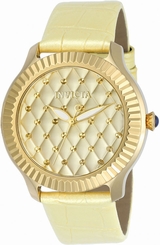 Invicta Women's Angel 100m Gold Dial, Leather Strap Watch 22562