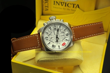 18991 Invicta Men Corduba Edge Quartz Chronograph White Dial Leather Strap Watch