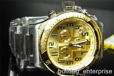 Men Invicta Russian Diver Gold Plated  Swiss Made Steel Chronograph Watch New
