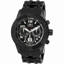 INVICTA MEN'S SEA SPIDER BLACK POLYURETHANE BAND STEEL CASE QUARTZ WATCH 22454