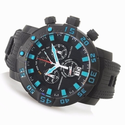 INVICTA MENS 53MM SEA BASE CHRONO TITANIUM BLUE BLACK RUBBER BAND WATCH 14252