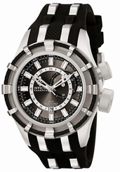 New Men's Invicta 6435 Bolt Reserve Swiss GMT Grey Dial Black Rubber Watch